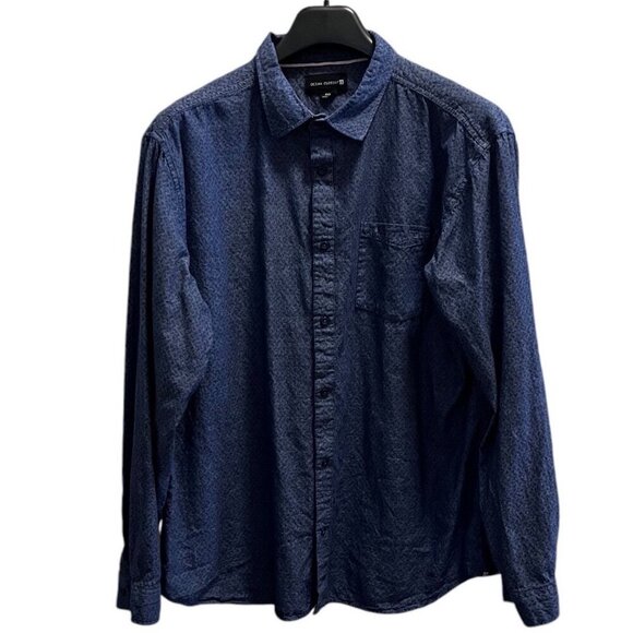Ocean Current Mens Blue Long Sleeve Button-Up Shirt Size XXLARGE 100% Cotton - Picture 1 of 9